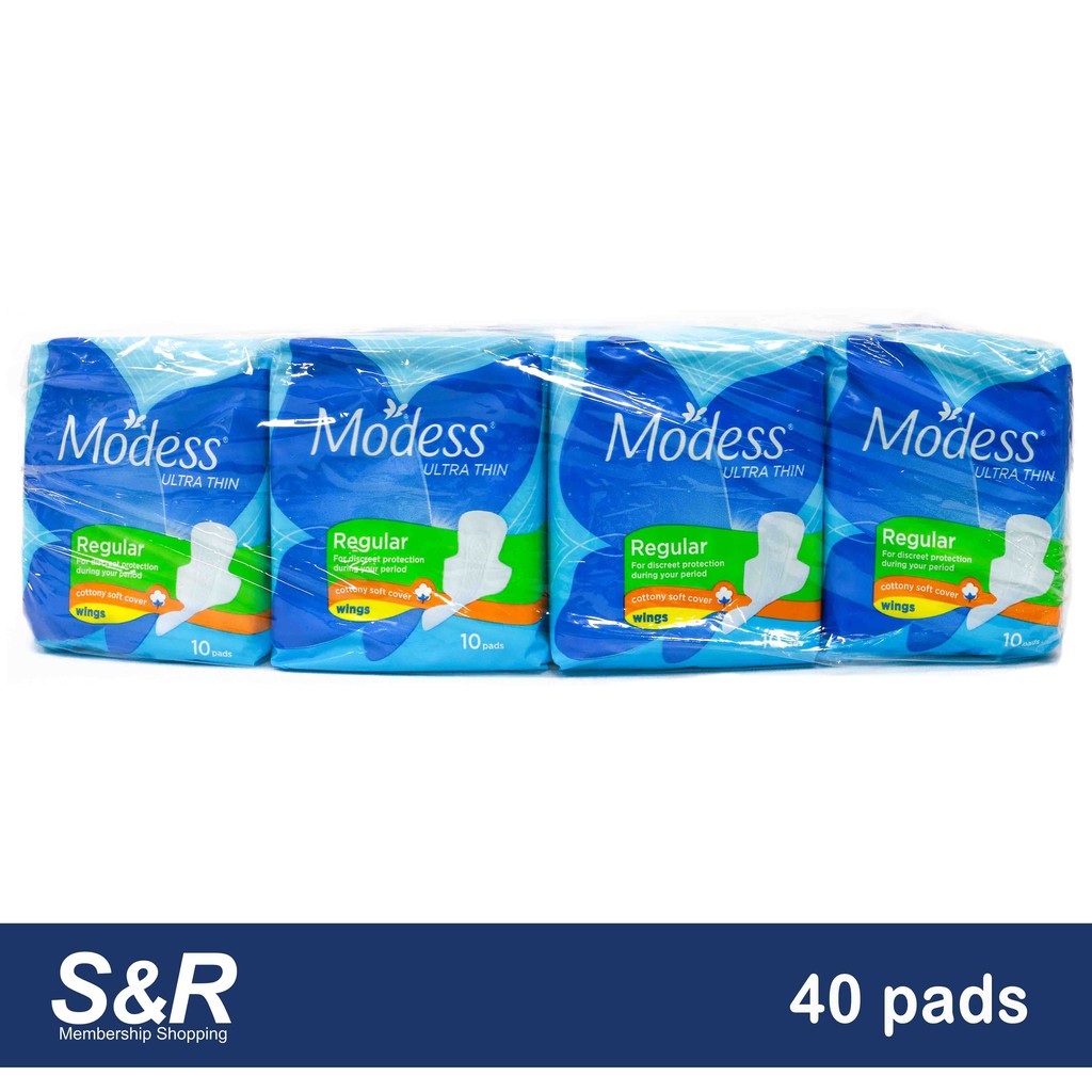 Modess Ultra Thin with Wings Regular Pads 10 pieces x 4 packs | Shopee ...