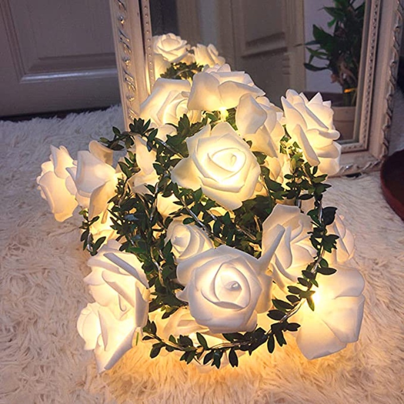 Rose Flower String Light LED Rattan Fairy Lights Flower Bouquet Lamp ...