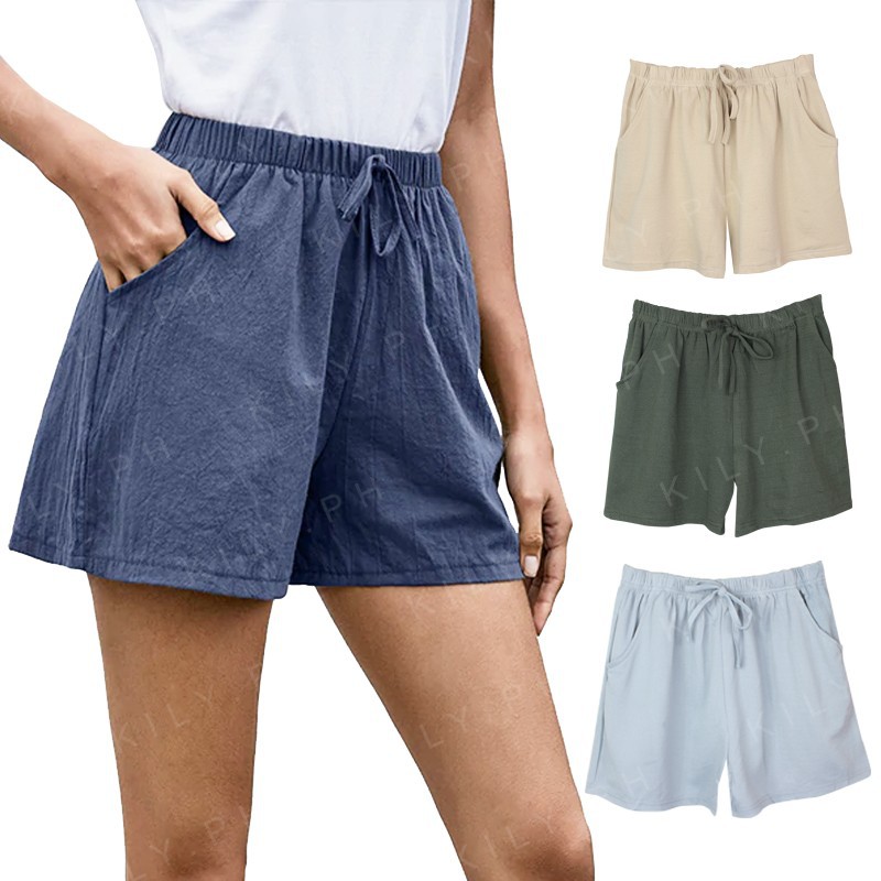 Kily.PH Women Loose Short Casual Oversize Short Plus Size with Pocket Candy  Shorts 7A0024