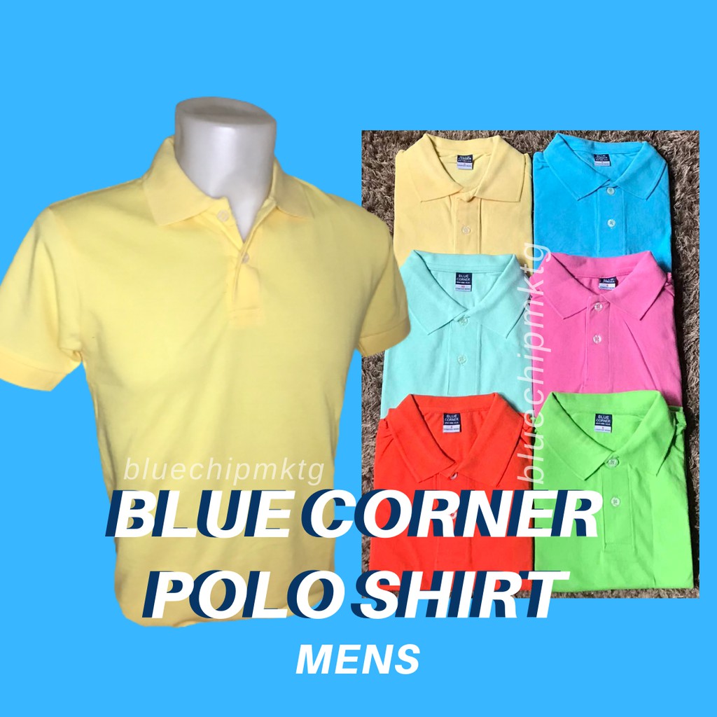 Honeycomb Cotton Men S Plain Polo Shirt Blue Corner Maize Cblue