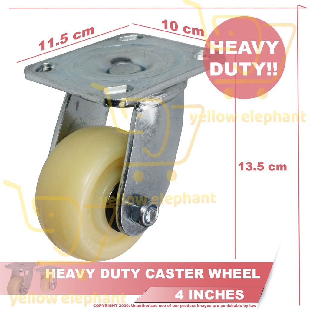 4 X 1-5/8 Swivel Casters – Hard Rubber Wheel, 400lb Capacity Each, Creative Industrial Sales