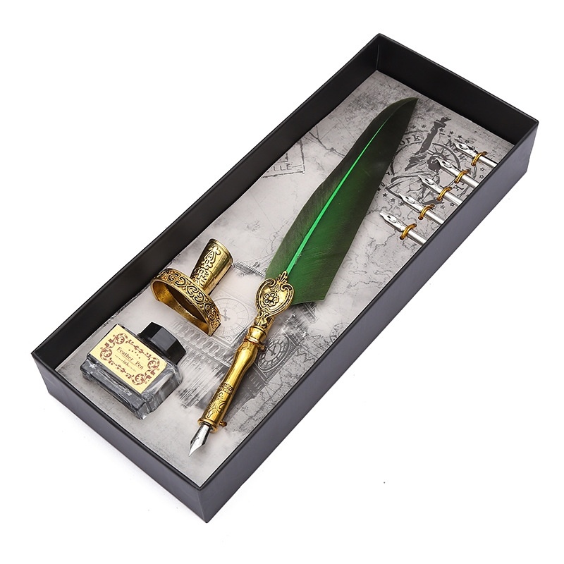 Feather Feather fountain pen set retro insert dip ink signature