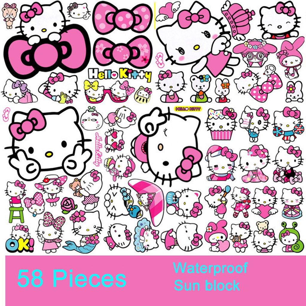 58pcs Hello Kitty Car Wall Motorcycles Bicycle Bag Phone Laptop Sticker ...