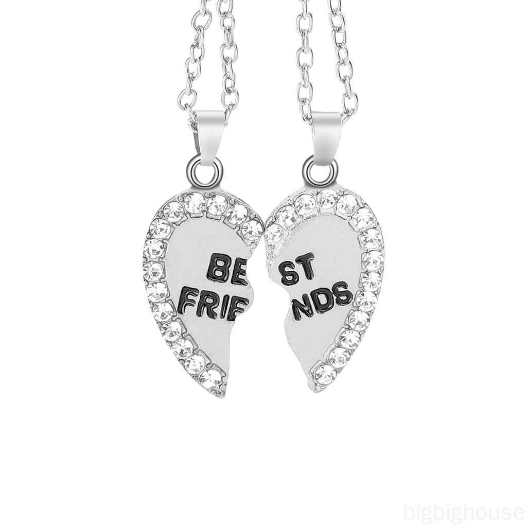 MJARTORIA Split Heart Best Friend Necklace Set - 2 Piece Stainless Steel 'Weirdo' Engraved Pendant Set, 18" Each - View #7