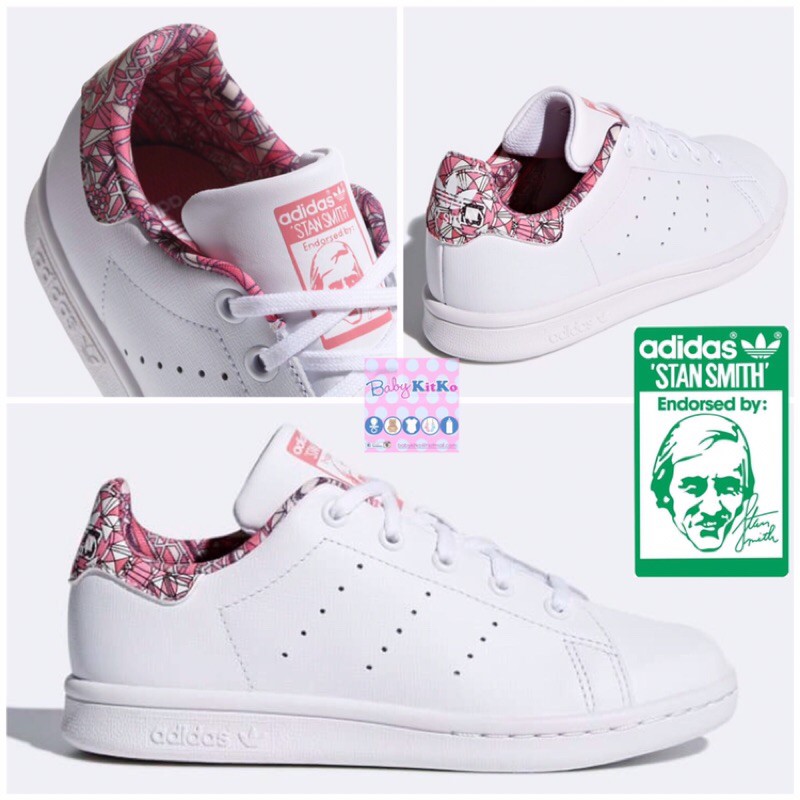 Authentic Adidas Stan Smith White Pink Little Kid size US 11K