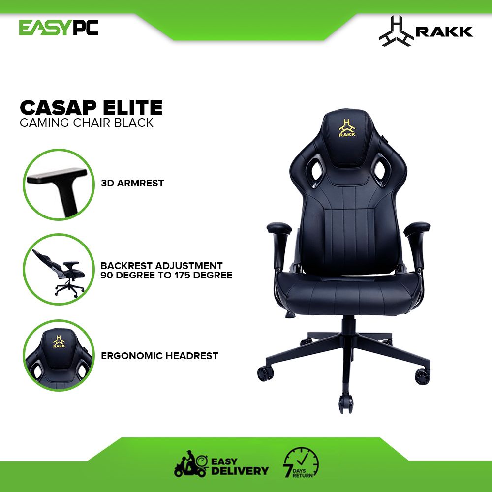 EasyPC Rakk Casap Elite Gaming Chair Black Rakk Gears Essentials