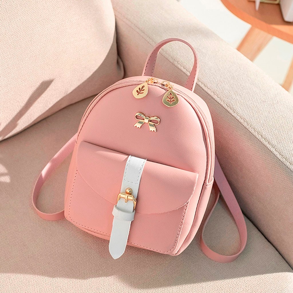 Girls School Bag Women's Mini Backpack Luxury PU Leather Kawaii