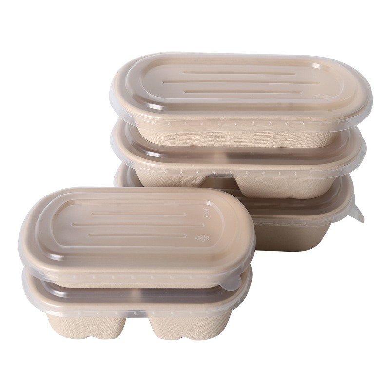 [50pcs] Clear Lid Biodegradable Sugarcane Bagasse Pulp Food Container ...