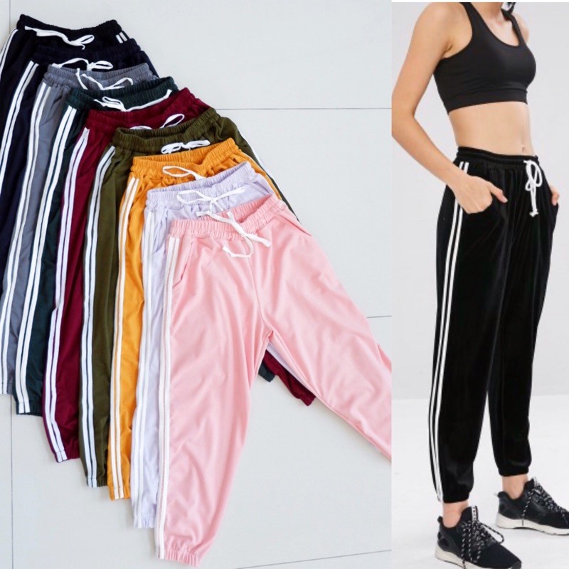 DUAL STRIPES KOREAN JOGGER PANTS UNISEX / KOREAN JOGGER PANTS | Shopee ...