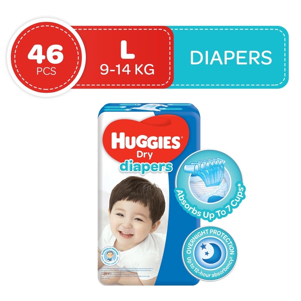 Huggies Dry Taped Diapers Large, 46s Shopee Philippines