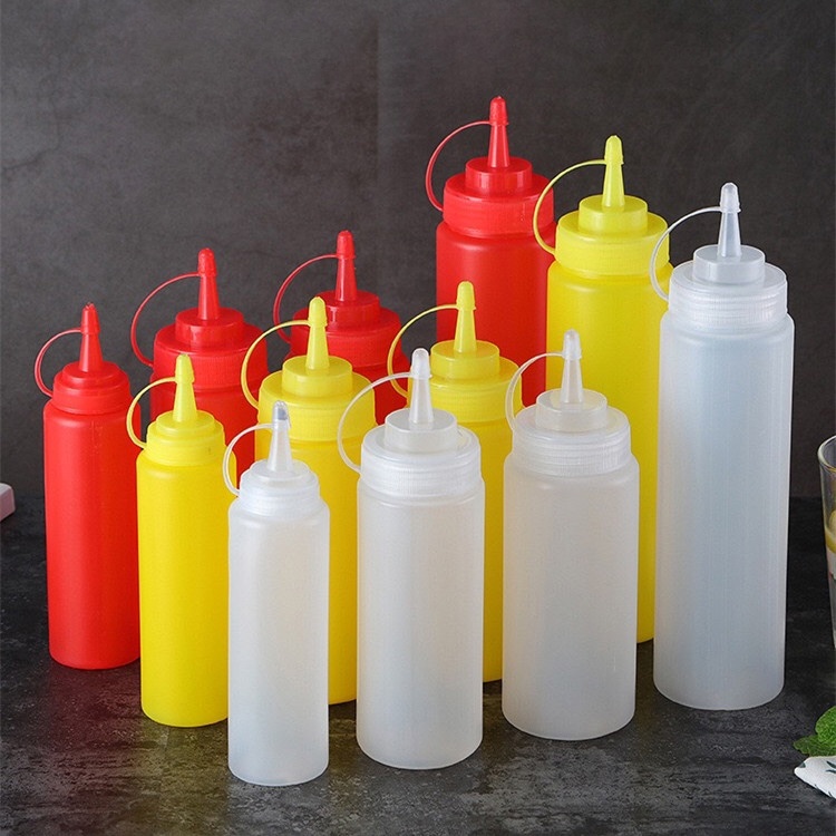 250/360/450ML Condiment Squeeze Bottles with Cover Scale for Ketchup ...