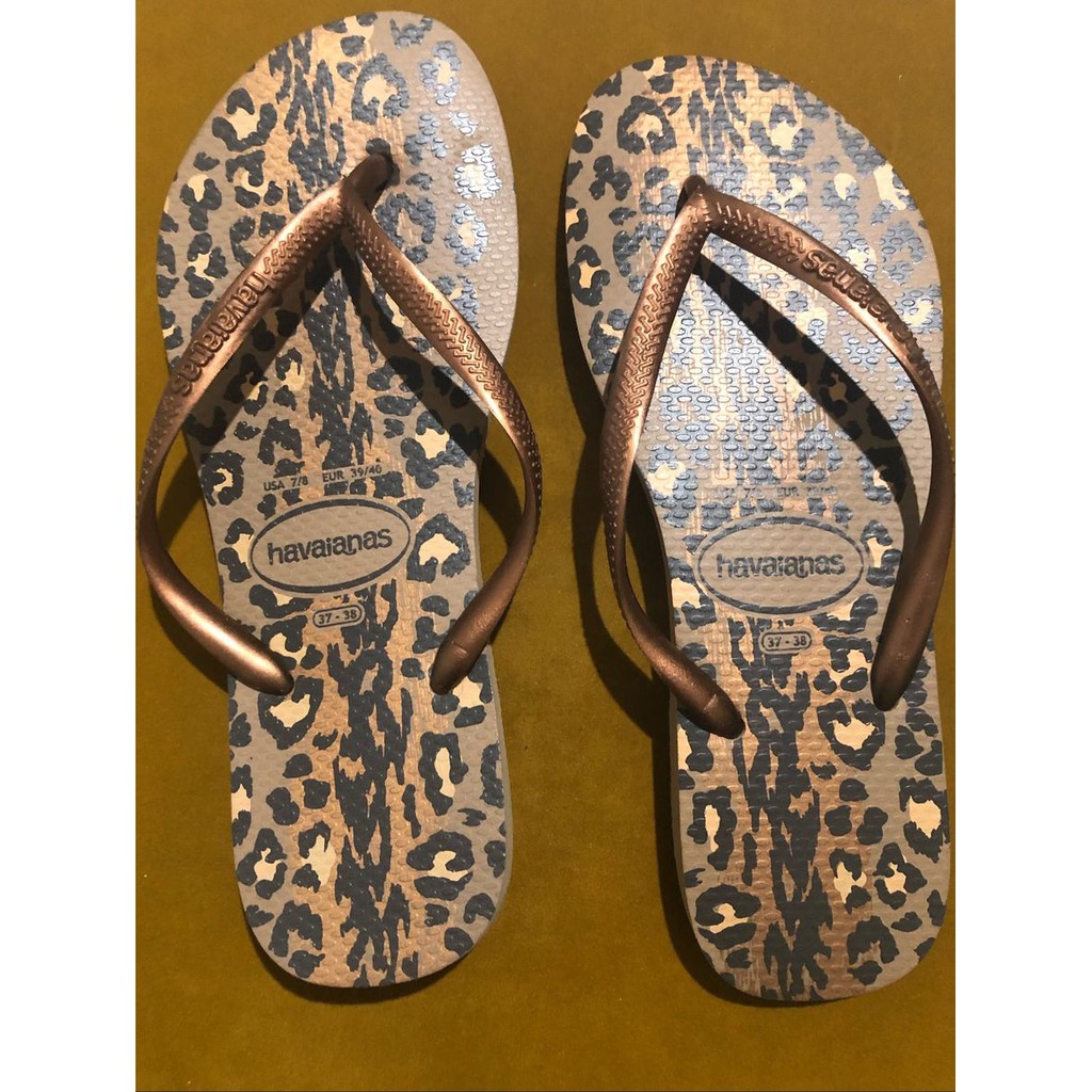 moeilijk versieren verklaren Original US Havaianas Slim Leopard Animal Print Flip Flops in Rose & Gold  Size US 9/10 or EU 41-42 | Shopee Philippines