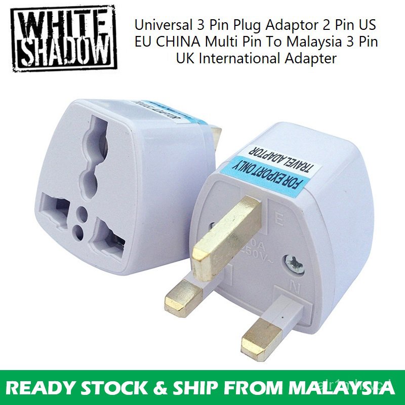 Universal 3 Pin Plug Adaptor 2 Pin US EU CHINA Multi Pin To Malaysia 3