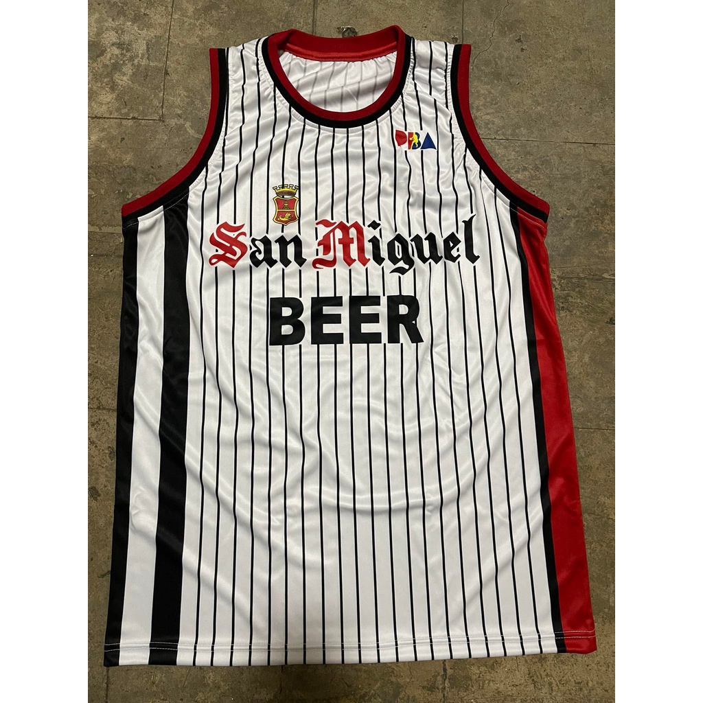 PBA RETRO JERSEY | SAN MIGUEL BEER SAMBOY LIM #9 WHITE STRIPES JERSEY ...