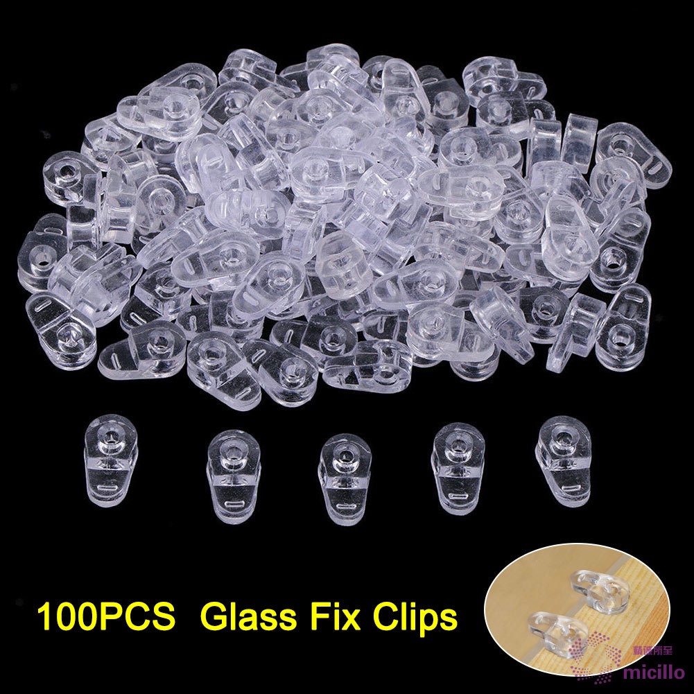 100PCS Plastic Glass Retainer Transparent Mirror Cabinet Fix Clips ...
