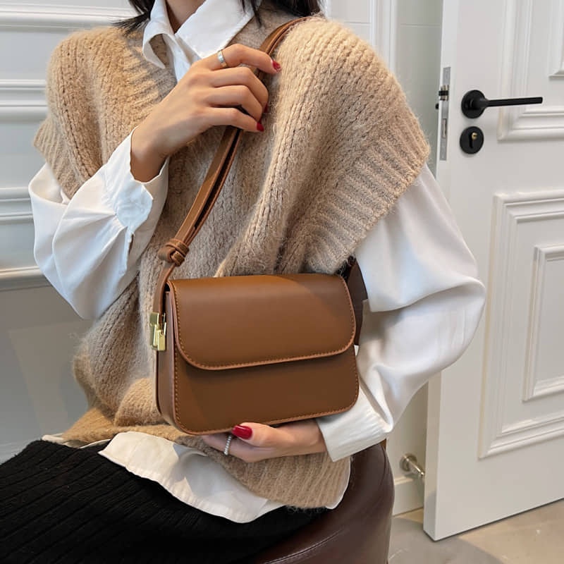 Korean Style Leather Shoulder Sling Bags For Women Classic Elegant