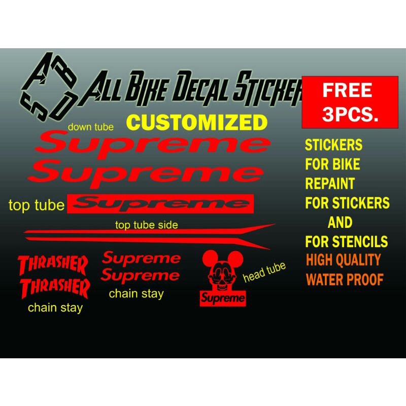 Supreme stickers for clearance bikes