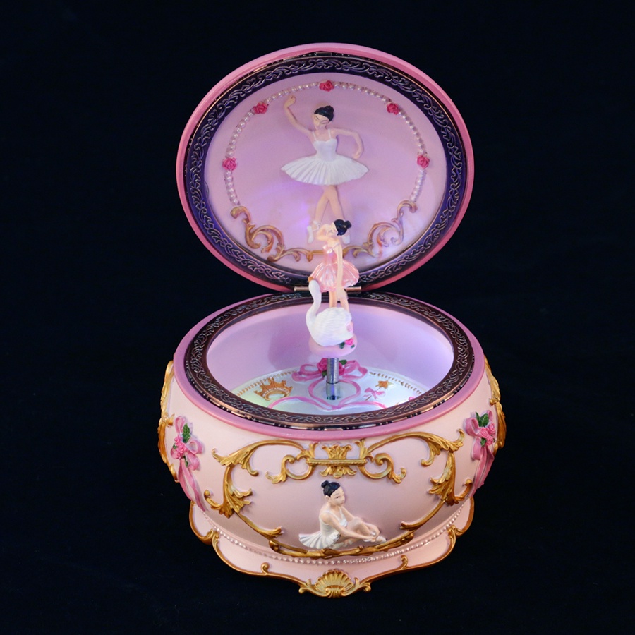 Romance Ballerina Dancing Girl Music Box Swan Lake Luminous Musical Box ...