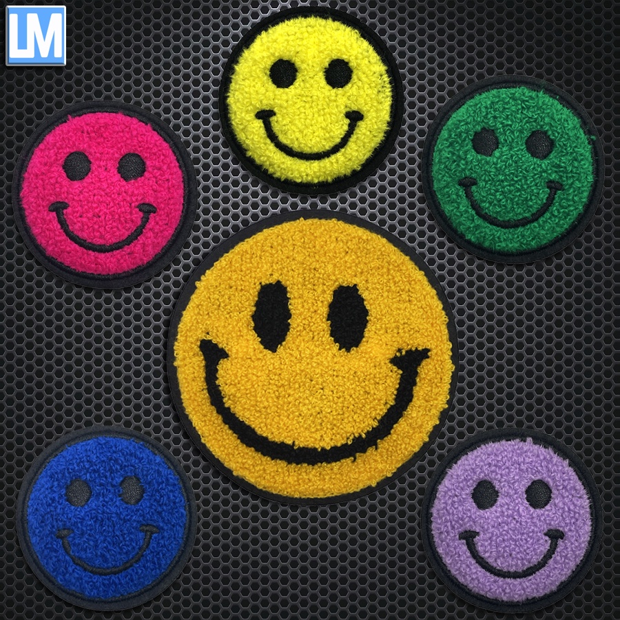 Smiley Face Towel Embroidered Cloth Stickers Shoes Hats Bags ...