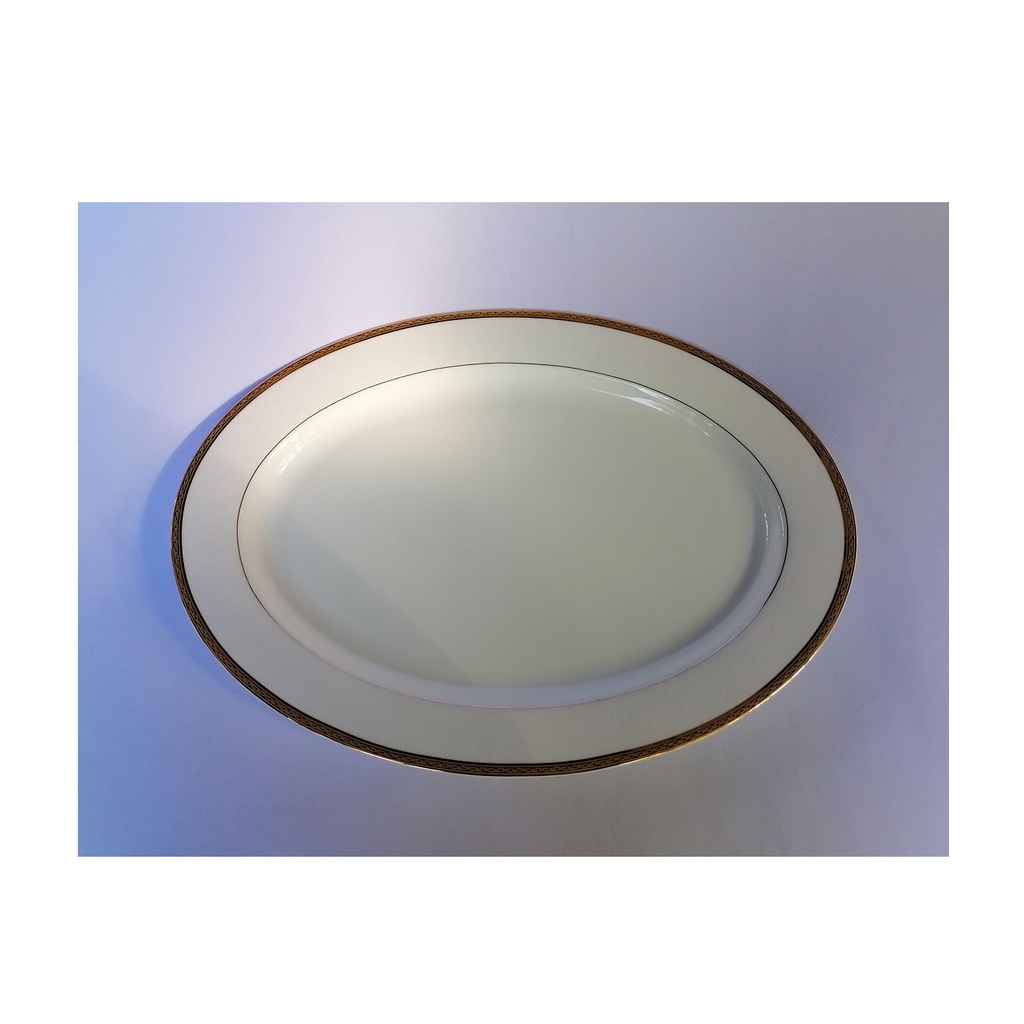 2 Golden Line Oval Platter Dinnerware Luxury Porcelain 12" Shopee