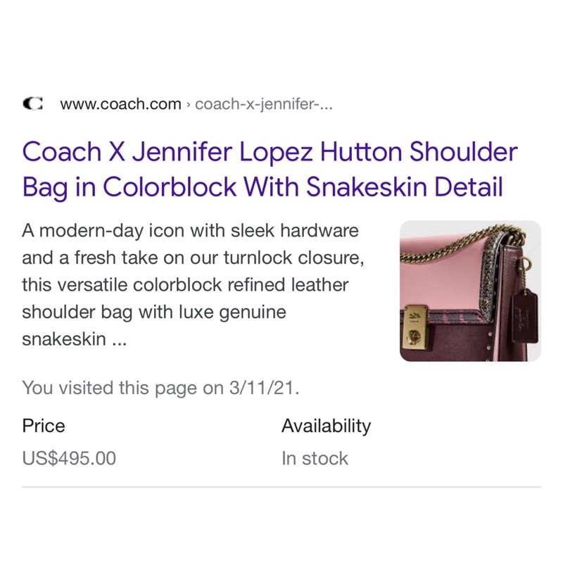 COACH X Jennifer Lopez Hutton Shoulder Bag In Colorblock With