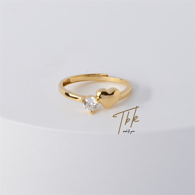 GOLD PINK AND CLEAR CZ ADJUSTABLE RING main image 1
