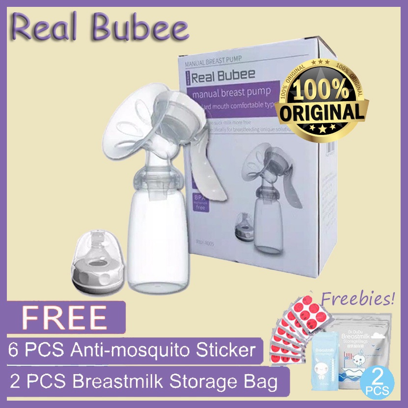 Original Real Bubee Manual Breast Pump Adjustable Suction Silicone Hand