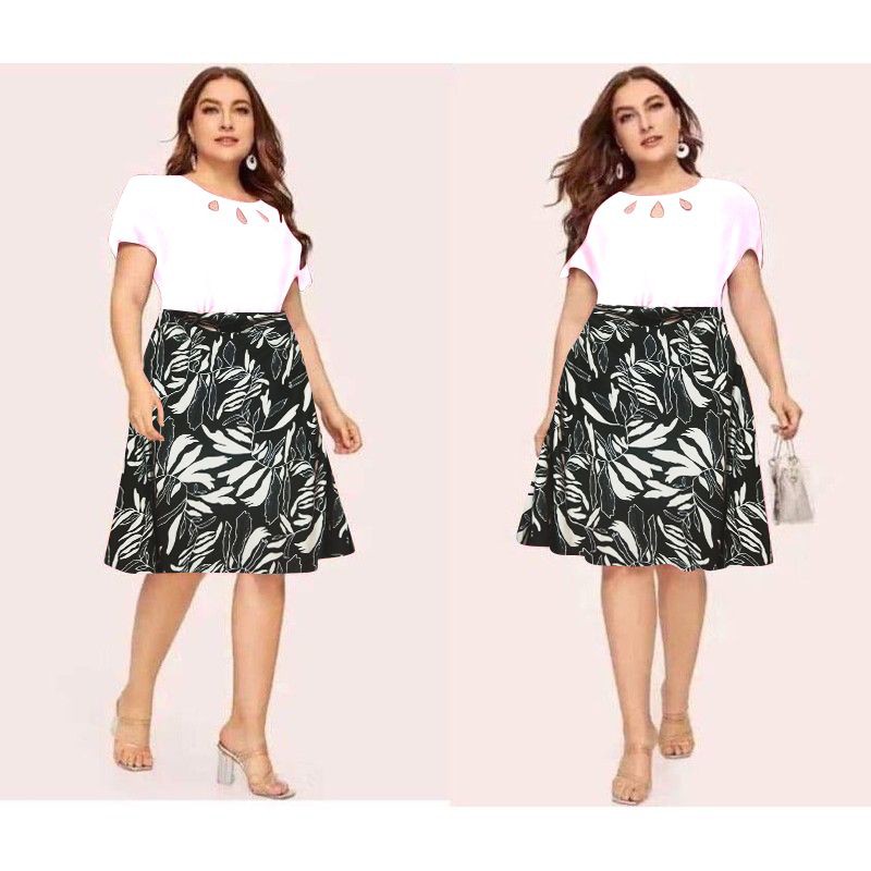 PLUS SIZE TERNO BLOUSE & SKIRT TRENDING FITS UP TO 2XL | Shopee Philippines