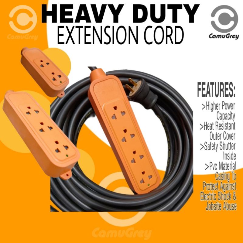 EXTENSION CORD HEAVY DUTY w/ 16/2 ROYAL CORD, HEAVY DUTY RUBBER PLUG