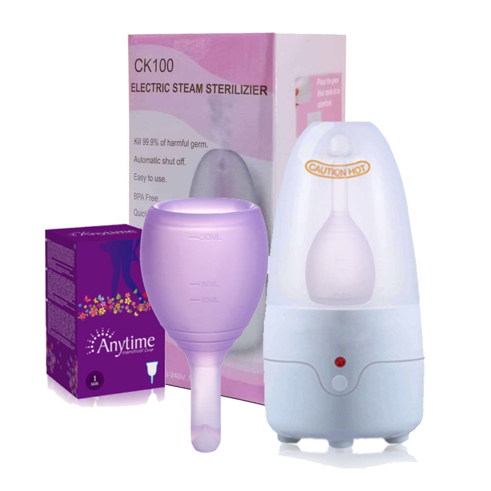 Set of Menstrual Cup and Sterilizer, Drain Valves Menstrual Cup For
