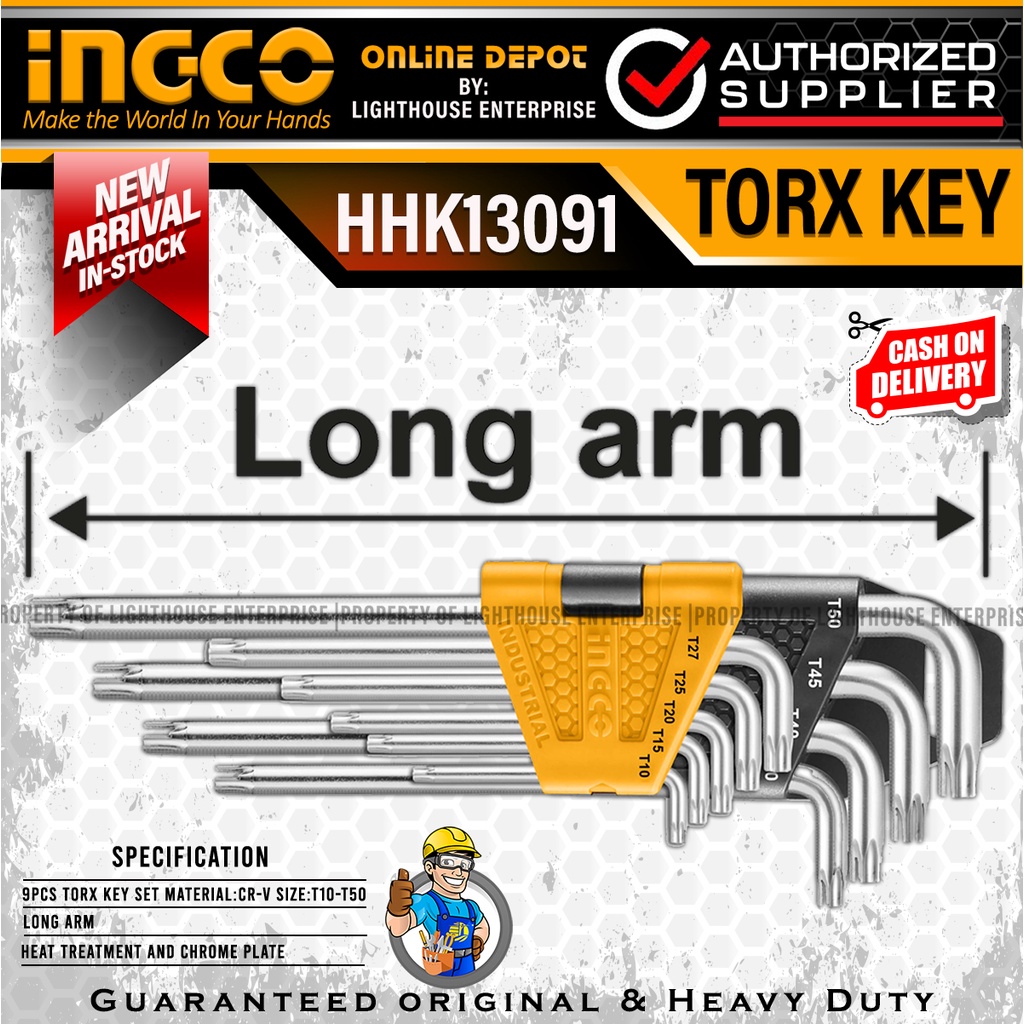 INGCO 9pcs Long Arm Torx Key Set (HHK13091) *LIGHTHOUSE ENTERPRISE ...