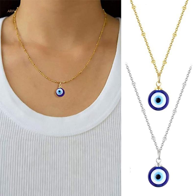 ARIN Blue Turkish Golden/Silver Chain Evil Eye Necklace Lucky ...