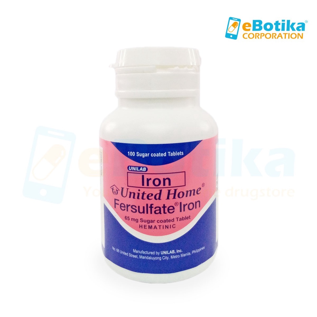 United Home Fersulfate Iron 65mg 100pcsperbottle Shopee Philippines 4616