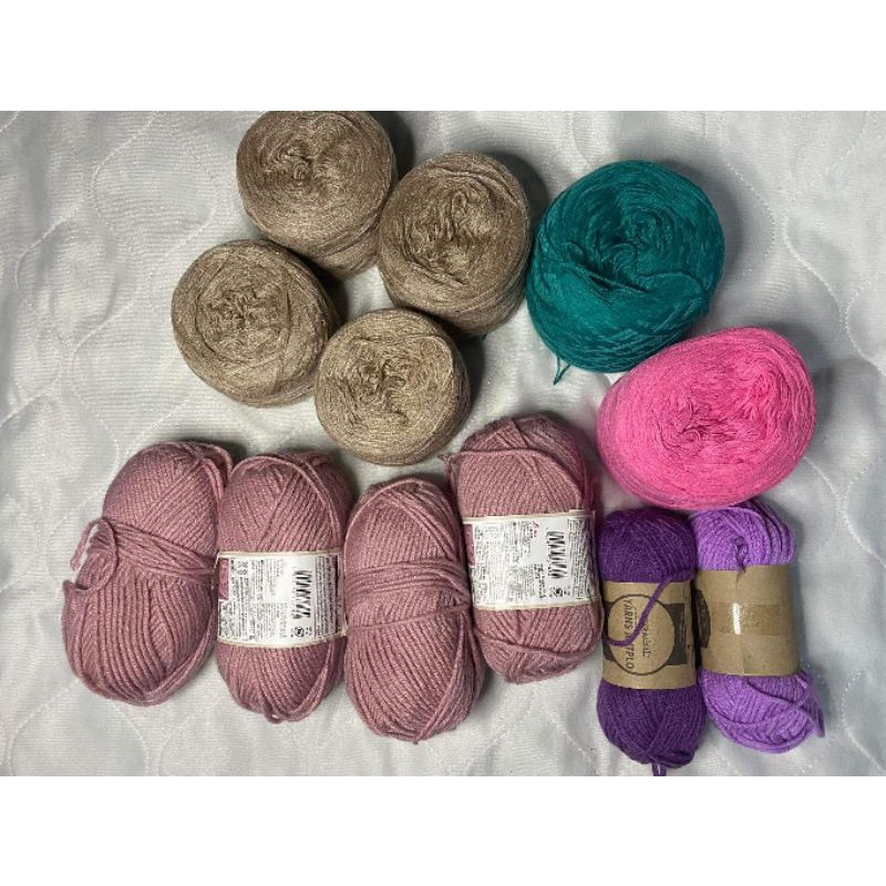destash yarns (daiso, indophil, milk cotton, and fine cotton) Shopee