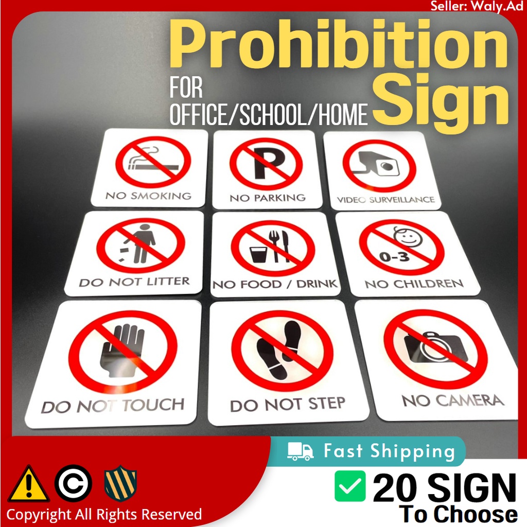Prohibition Sign No Smoking No Entry No Outside Food Staff Only Do Not ...