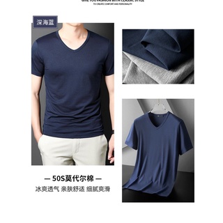 Korean Ice Feel Plain Color Cotton V-neck Tshirt for Unisex Size T ...