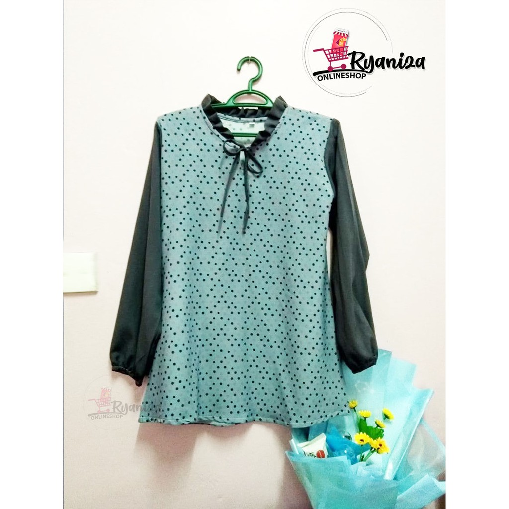 NEW Blouse Ropol Wanita Polca Dot | Shopee Philippines