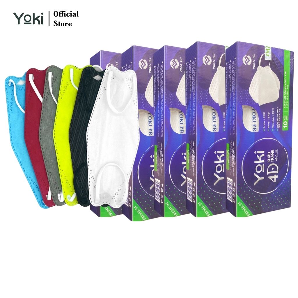 Combo of 5 Boxes of 10 4D Yoki KF94 masks with 4 layers of ...