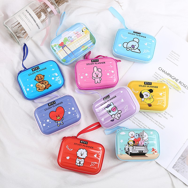 BTS BT21 Cute Cartoon Headset Earphone Coin Storage Organizer Pouch # ...