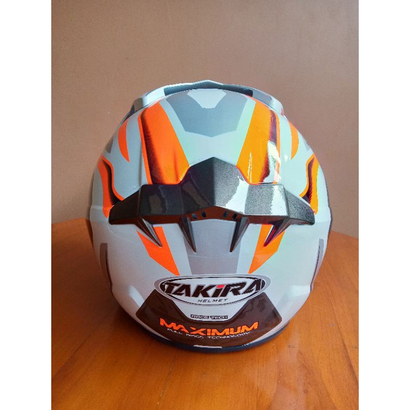 Helmet SNI Adult HALF FACE TAKIRA MOTIF WHITE ORANGE 141T | Shopee ...