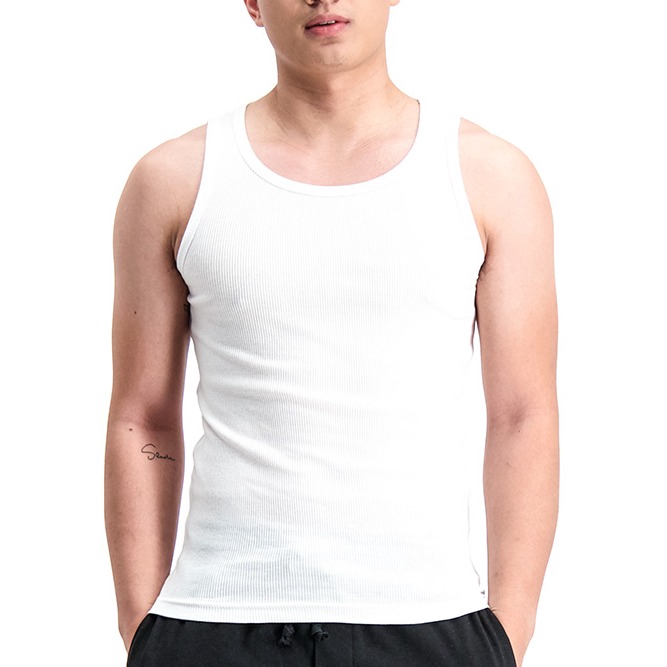 BUT0031WH3 - BENCH/ Ribbed Colored Tank Top - White