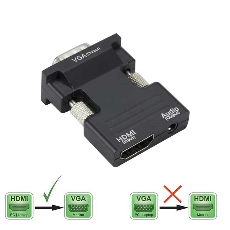 VGA Male To HDMI Female Converter With Audio - Supports 1080P Output