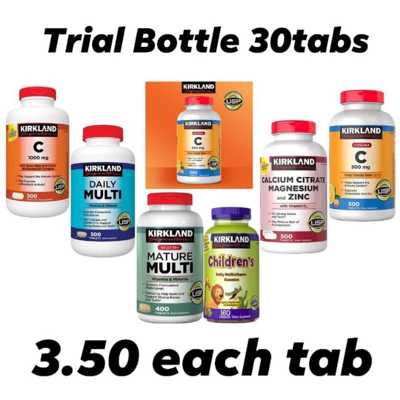 30 Tablets Kirkland Chewable Vitamin C 500 mg (100 Authentic From