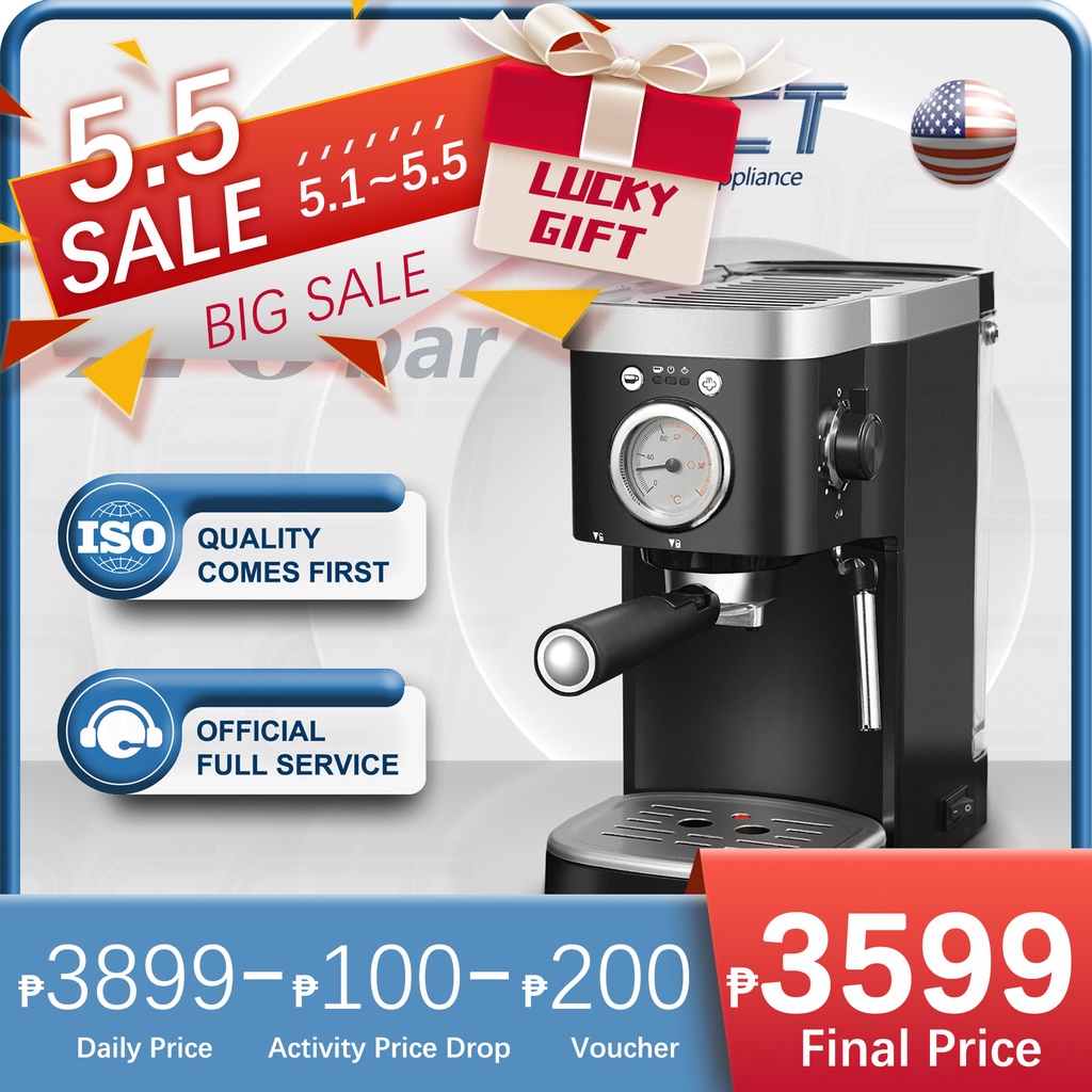CODDect Coffee Machine, 20 Bar Coffee Maker With Milk Frother, Donlim High Pressure Espresso