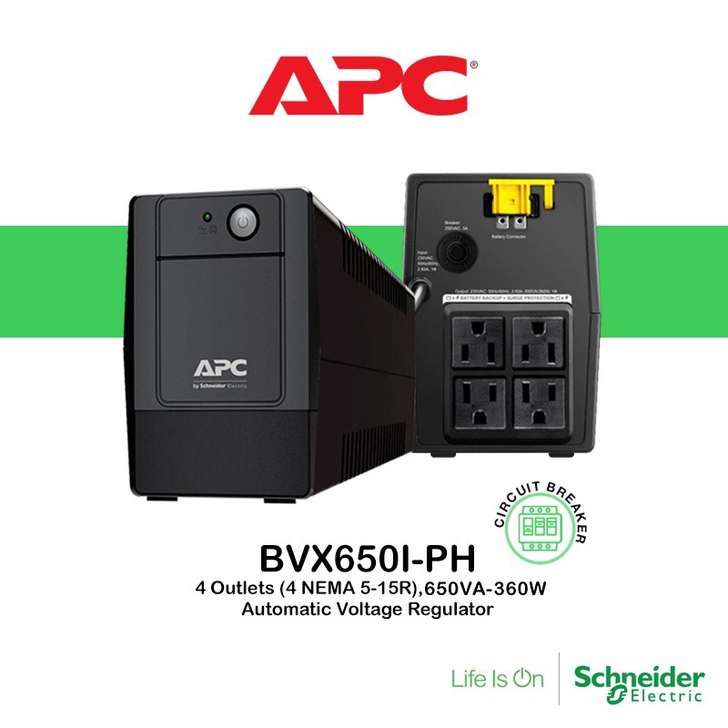 APC UPS 650VA360W Uninterruptible Power Supply (BVX650IPH, Easy UPS