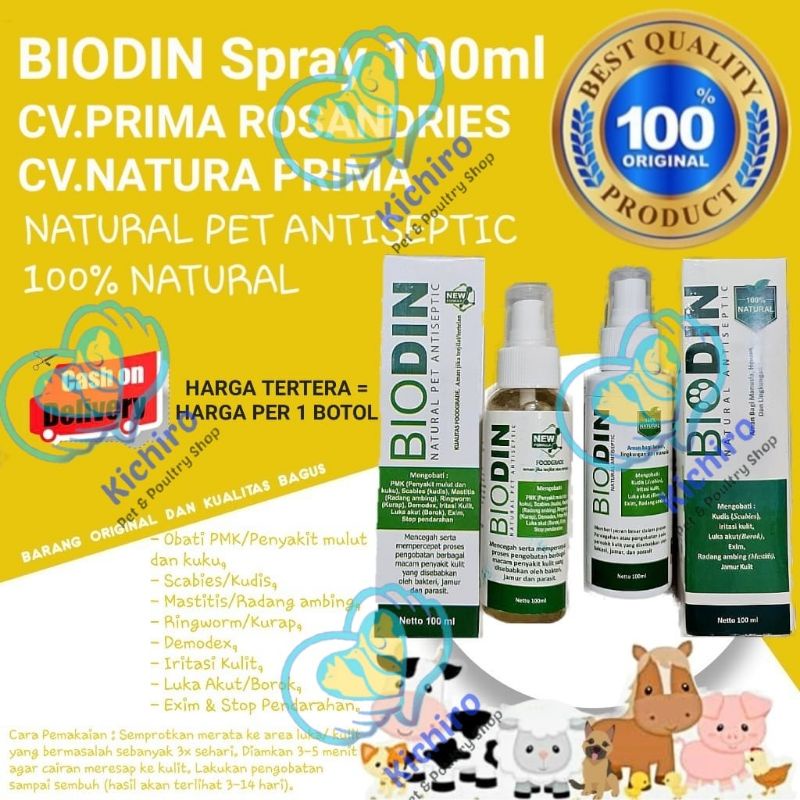 Biodin Spray Contains 100 ml Natural Antiseptic To Treat Fungus