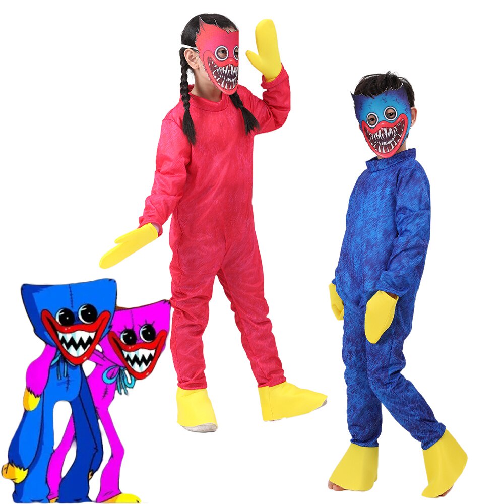 Kids Huggy Wuggy Cosplay Costume Red Blue Jumpsuit Fancy Suit for ...