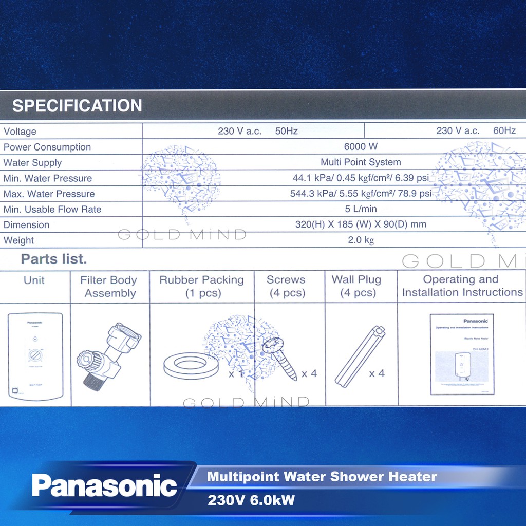 Panasonic Dh-6Gm3P Multi Point Water Heater | Shopee Philippines