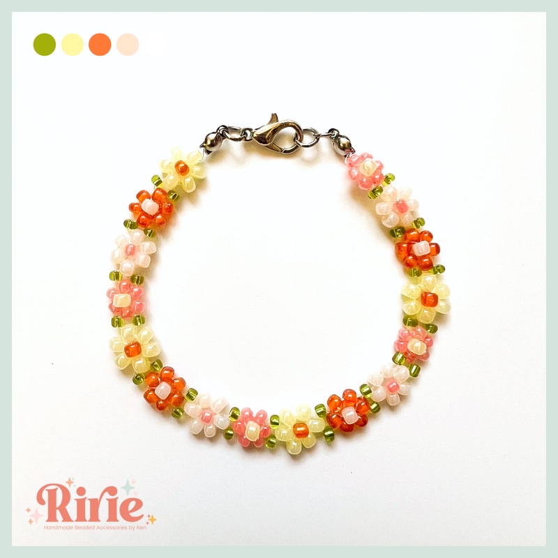 HANA Garden of Blooms Beaded Bracelet and Necklace by Ririe Handmade