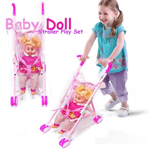 Baby doll best sale with stroller set